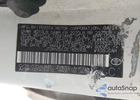 2014 Toyota Prius Four from USA, damaged, VIN JTDKN3DU2E1825936